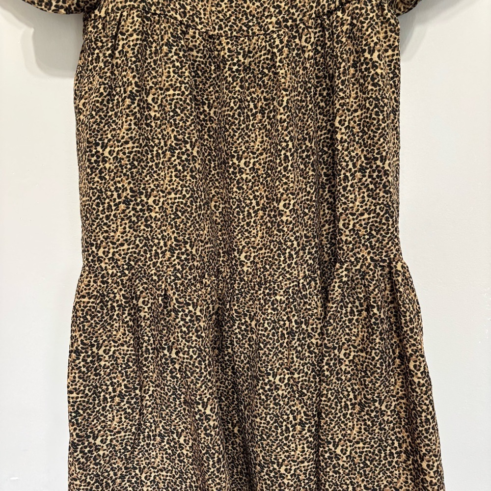 Casual Brown Tiered Midi Sundress with Puff Sleeves - Picture 5 of 5